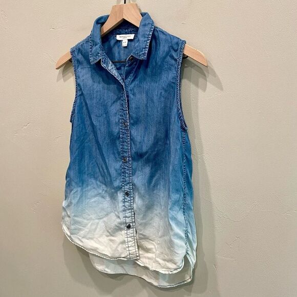 beachlunchlounge Blue Denim Sleeveless Top - Size: Small - Picture 4 of 6